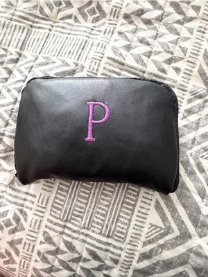 Monogram P Travel Shoe Bag Set Foldable Tote Slippers Black Travel Organizer thumbnail 3