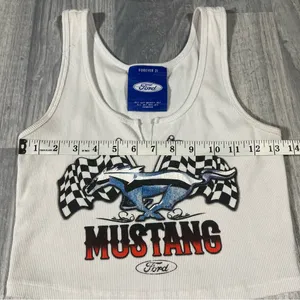 Forever 21 Mustang White Tank Crop Top; Small thumbnail 3