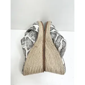 SoftWalk Snakeskin Print Espadrille Wedge Sandals Slides Black White Size 7.5 thumbnail 6