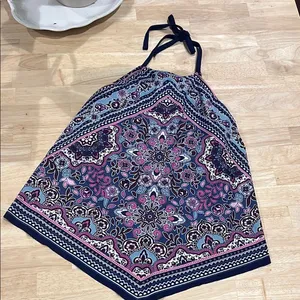 Kona Sol Pink and Blue Swim Coverup with Geometric Design thumbnail 1