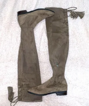 Marc Fisher Olympia brown over the knee stretch faux suede tassel women boot 8.5 thumbnail 1