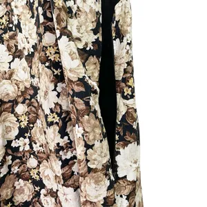 Abercrombie & Fitch Floral Linen Blend Mini Dress Brown Beige Roses Size Small thumbnail 12