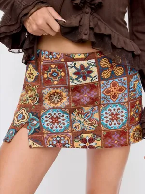 Cider Jacquard Low Rise Tapestry Split Mini Skort thumbnail 1