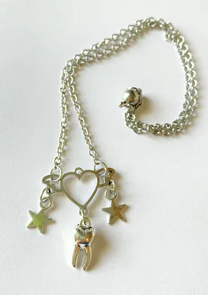y2k Kawaii grunge style stainless steel chain necklace🎲👼⭐️🌀 thumbnail 2