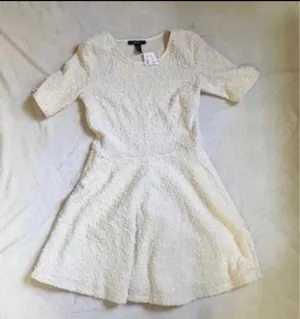 Forever 21 NWT Cream beaded dress sz M thumbnail 1