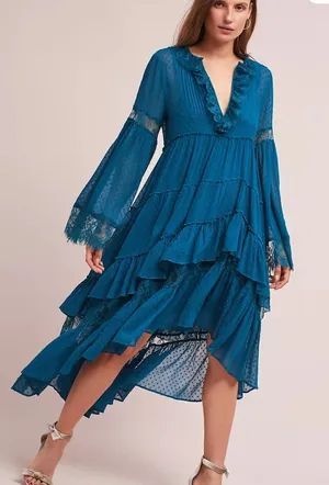 Anthropology Tiers of ruffles layer feminine silhouette NWT sold out online $168 thumbnail 1