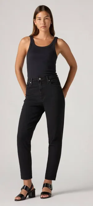Levis 80s Mom Jeans Black High Waisted Tapered Leg Denim‎ Pants Size 32 thumbnail 1