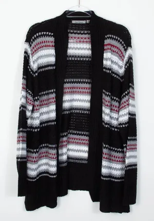 Jason Maxwell Womens Striped Open Front Long Cardigan Size 2X Cozy Boho‎ thumbnail 1