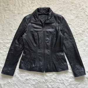 Avanti Jacket Genuine Leather Full Zip Up Collared Vintage Black S thumbnail 2