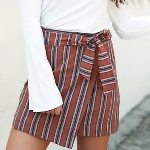 Boutique‎ Storia Orange Stripe Wrap Mini Skirt S thumbnail 1