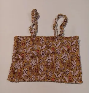 Aerie Cute Cropped Floral Fall Boho Y2K Fall Colored Top Large‎ thumbnail 1