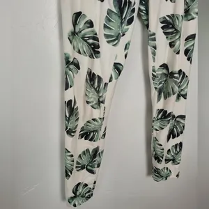Wildfox Sweat Leggings Green Palm Print High Waist Sportswear Gym Workout Small thumbnail 3