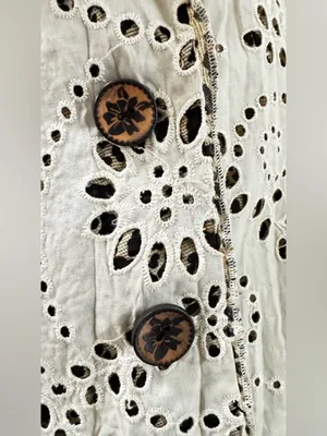 Alberto Makali Eyelet Cotton Embroidered Button-Front Jacket in Cream C-28 thumbnail 8