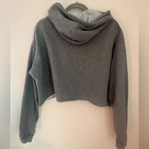 Heather Grey Wild Fable Cropped Pullover Hoodie Raw Edge | Women's XL thumbnail 2