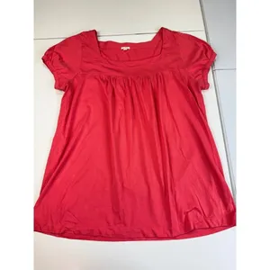 J Crew Coral Square Neck Short Sleeve Blouse Top Basic Casual Everyday M‎ thumbnail 2