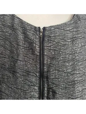 Ya Los Angeles Grey Patterned Metallic Thread Sleeveless Fit and Flare Dress thumbnail 7