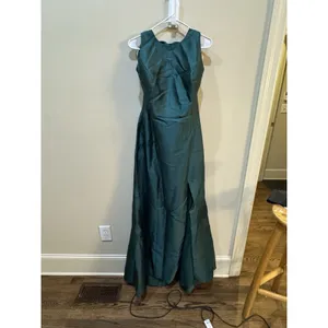 Alfred Sung D824 Hunter Green Jewel Neck Open Back Bow Gown Size 16 R $248 thumbnail 4
