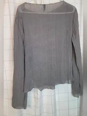 Divided Crinkle Semi Sheer Top thumbnail 2