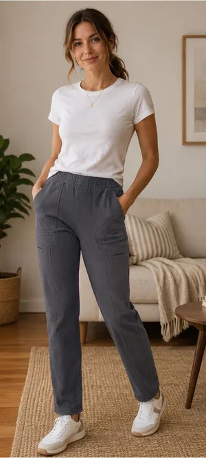 Anthropologie Frankie Knit Cargo Trousers – Gray – Size Small – EUC thumbnail 1