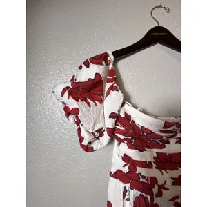 Abercrombie & Fitch Emerson Off‎ Shoulder Floral Midi Dress XSP Petite thumbnail 4
