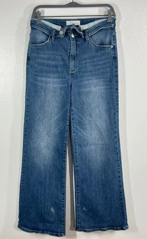 Risen Jeans Jane Mid-Rise Faux Fold Over‎ Straight Leg Jeans 11/30 RDP5314 Denim thumbnail 1