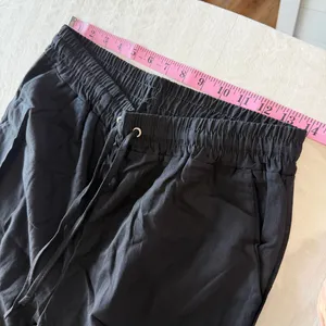 Women's Linen Cotton Style Pull On Drawstring Waist Black Pants Size M #260687 thumbnail 5