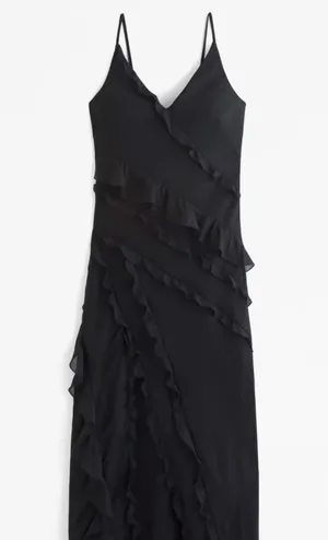 Abercrombie & Fitch Draped Ruffle Maxi Dress /Black / Size XS - 159-299-0020-900 thumbnail 1