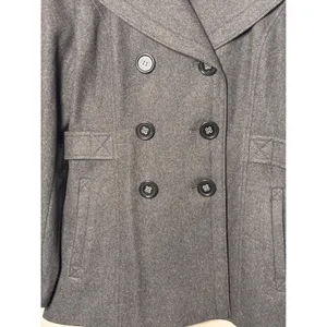 Apt. 9 Womens Pea Coat XL Charcoal Grey Wool Blend Belted Back Dark Academia thumbnail 5