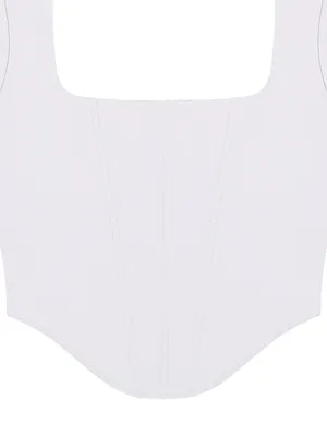 NWOT ReoRia White Corset Crop Top Small Square Neck Long Sleeve Sculpting Y2K thumbnail 5