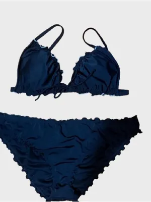 NWT Mixed brands Black Ruffle Triangle Bikini Set Size XL thumbnail 1