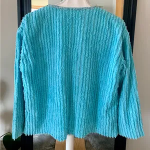 Quilted Chenille Blue Jacket Size M thumbnail 3