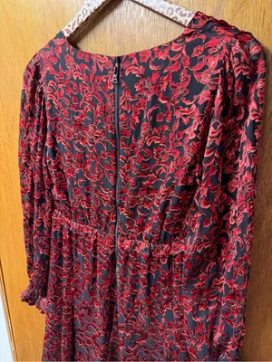 Alice + Olivia Briar Floral Blouson Empire Long Sleeve Mini Dress Red Black 2 thumbnail 10
