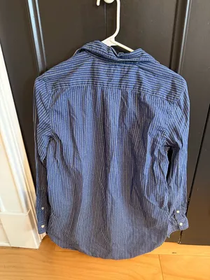 Ralph Lauren Navy and White Striped Button-Down Shirt thumbnail 8