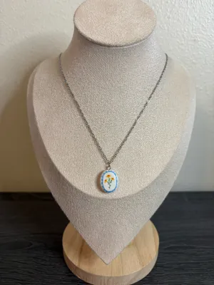 Handmade Silver Porcelain Flower Necklace thumbnail 2