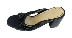Adrienne Vittadini Annalee‎ Sandals Sz 8.5 Black Slip On Open Toe Block Heel thumbnail 1
