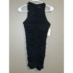 NEW Abercrombie & Fitch Black Keyhole Ruched Mini Dress Women’s Size Small thumbnail 2