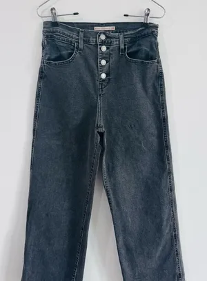 Levi’s Mile High Cropped Wide Leg Black Jeans Size 28 thumbnail 1