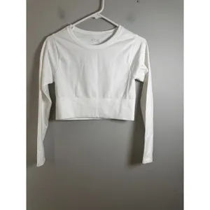 OFFLINE by Aerie Sidewalk Seamless‎ Long Sleeve Cropped Tee White M thumbnail 2