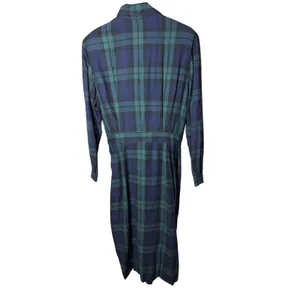 Vintage JG Hook‎ Plaid Rayon Maxi Dress Green Navy Blue Size 16 thumbnail 6