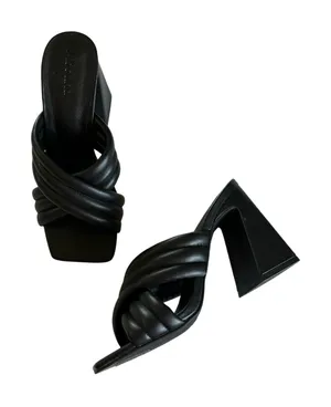 Abound Black Block Heel Crossover Strap Heels Sandals Size 6 thumbnail 1