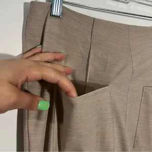 NEW Lattelier High‎ Waist Flare Leg Pants Side Ankle Slit Center Seam XL Career thumbnail 8
