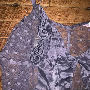 Victoria’s Secret purple polka dot silky flower tie front M negligee thumbnail 2