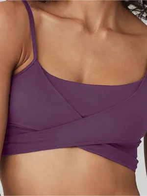 ALO Yoga Airbrush Enso Dark Plum Cross-Front Sports Bralette Size Medium thumbnail 2