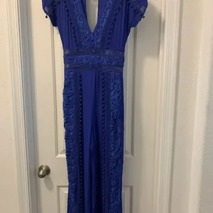 The Jetset Diaries Iris Blue Jumpsuit Size 6 Crochet Embellishments thumbnail 2