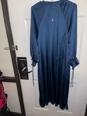 Zara Teal-Blue Satin Midi Dress Size Medium thumbnail 2
