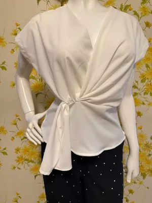 Haute Monde white Wrap Tie Peplum Top size L thumbnail 2