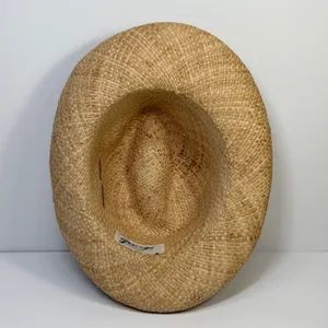 Georgi Vintage Straw Cowboy Hat Tan Feather Accent Wide Brim Western Boho Unisex thumbnail 7