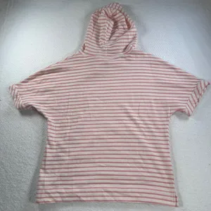 Jane & Delancey Women's Small Pink/Cream Striped Short Sleeve Hooded Terry Shirt thumbnail 13
