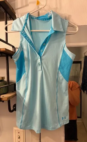 Under Armour Aqua Blue Sleeveless Performance Polo thumbnail 1