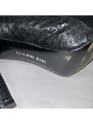 Gianni Bini Womens Platform Heels Size 8 Black Block Heel Studded Textured Pump thumbnail 6